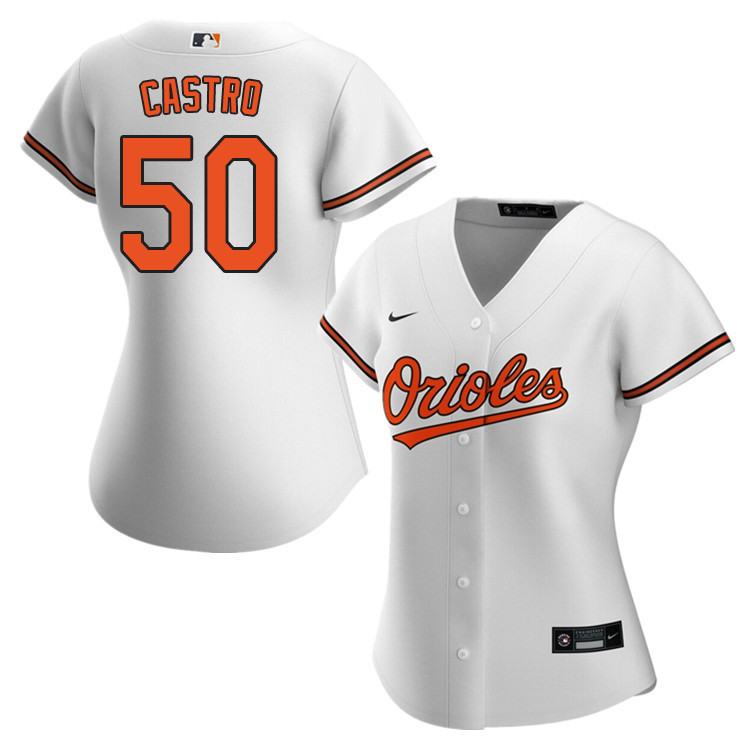 Nike Women #50 Miguel Castro Baltimore Orioles Baseball Jerseys Sale-White